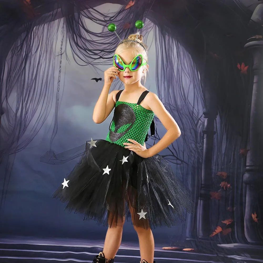 Alien Costume Silver - Complete Kids Costume Set with Tutu, Headband, &  Sunglasses