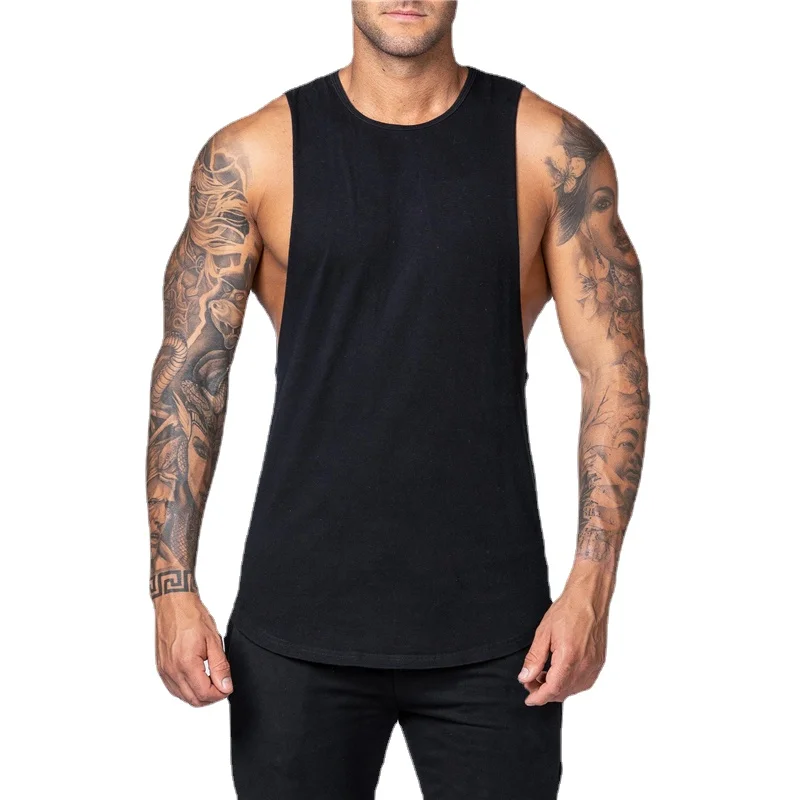 

Pure Cotton O-neck Solid Color Men's Summer New Brand Gym Sports Bodybuilding Fitness Workout Breathable Vest