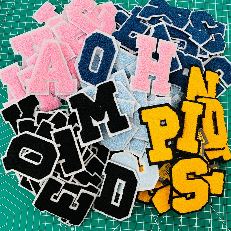 

7cm Iron on Letter Patch Felt Towel Chenill Embroidery Patches DIY Jeans jacket sweatshirt Clothings Accessories