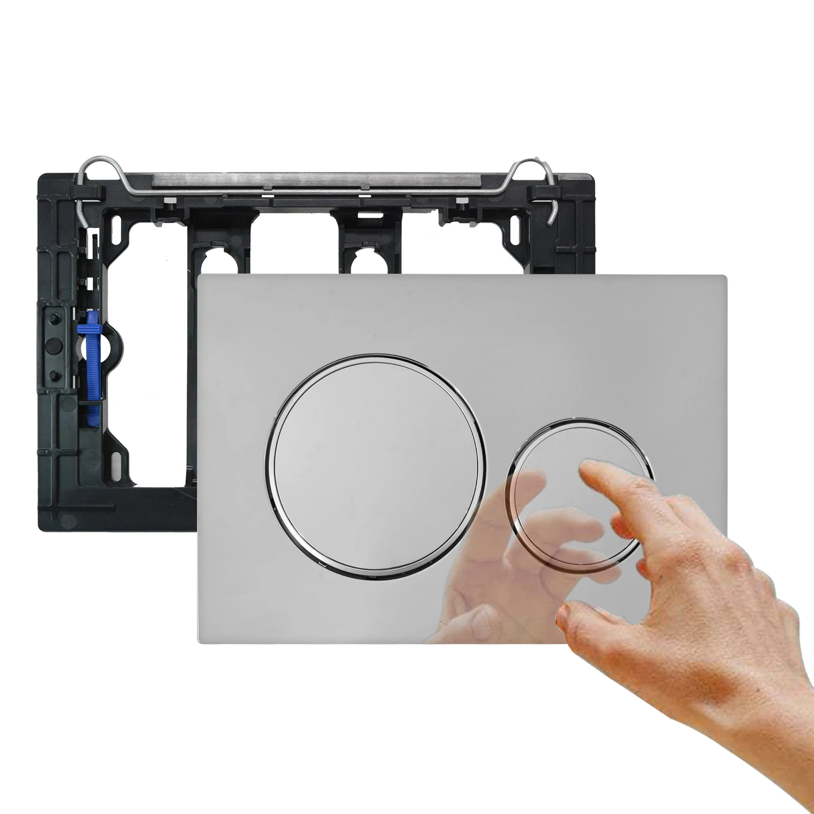Flushing Plate with Flush Lever Set & Mounting Frame Fits Geberit Sigma 20 Spare Parts Dual Flush Silver Chrome