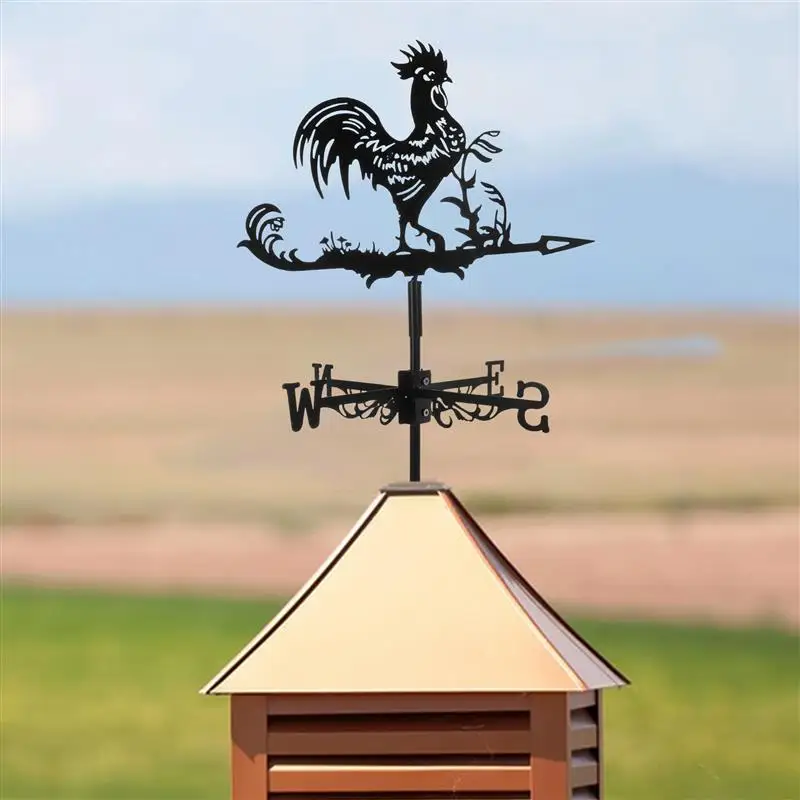 

1pc Weather Vane Rooftop Wind Direction Indicator Decoration Rooster Model Iron Rooster Garden Decor Farmhouse Weather Vane