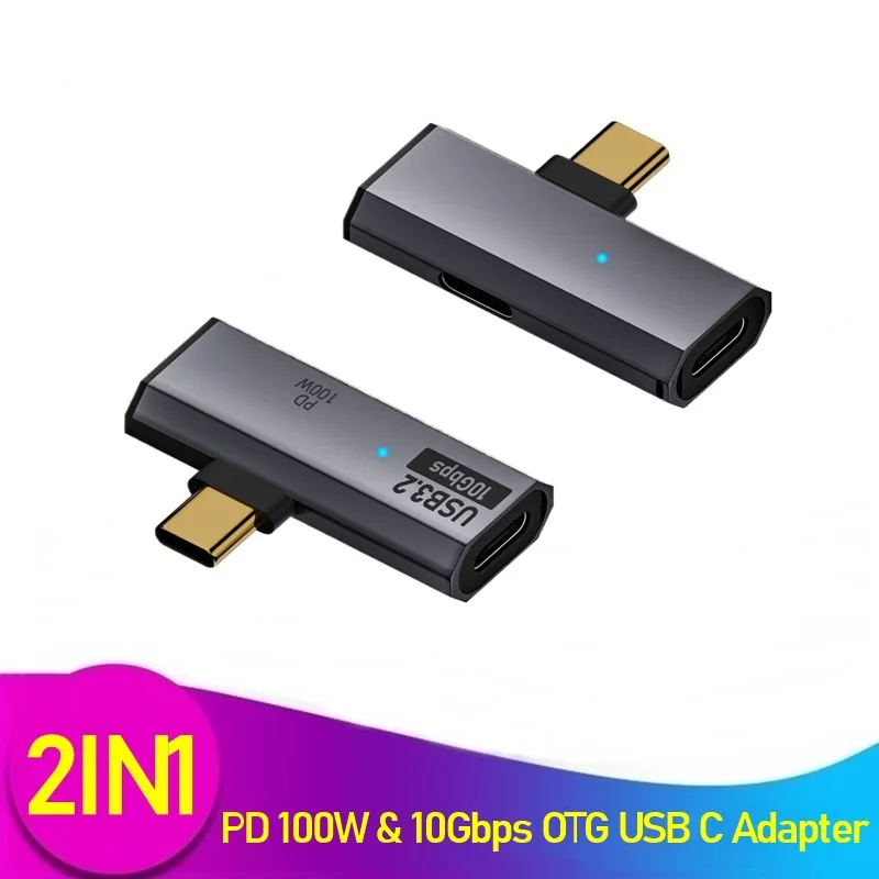 2IN1 USB Type C Adapter PD To USB C OTG Data Transfer 100W Fast Charging Converter for Phone Tablet Macbook Hard disk Earphone
