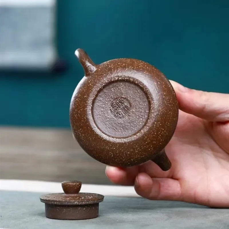 90ml Yixing Purple Clay Teapots Raw Ore Stone Scoop Tea Pot Handmade Customized Tea Infuser Chinese Filter Beauty Teaware