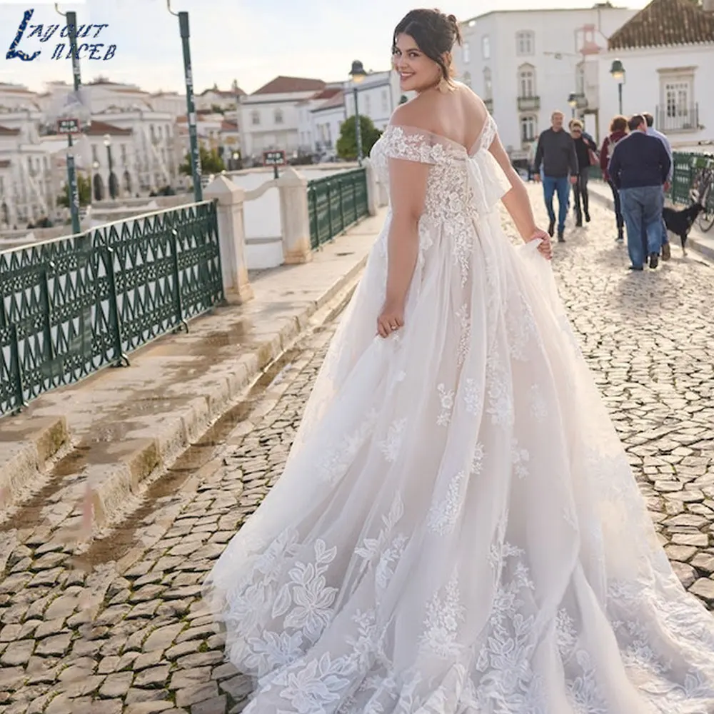 LAYOUT NICEB Off Shoulder Appliques Sweetheart Bride Dress Short Sleeves Backless Wedding Gowns Custom Made robes de mariée 2024 4