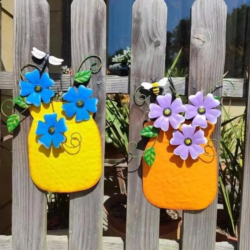 2025 Vases Wall Decor Home Balcony Villa Entrance for Flowers Room Accessories Garden Fashion Decoration Creative Painted Iron