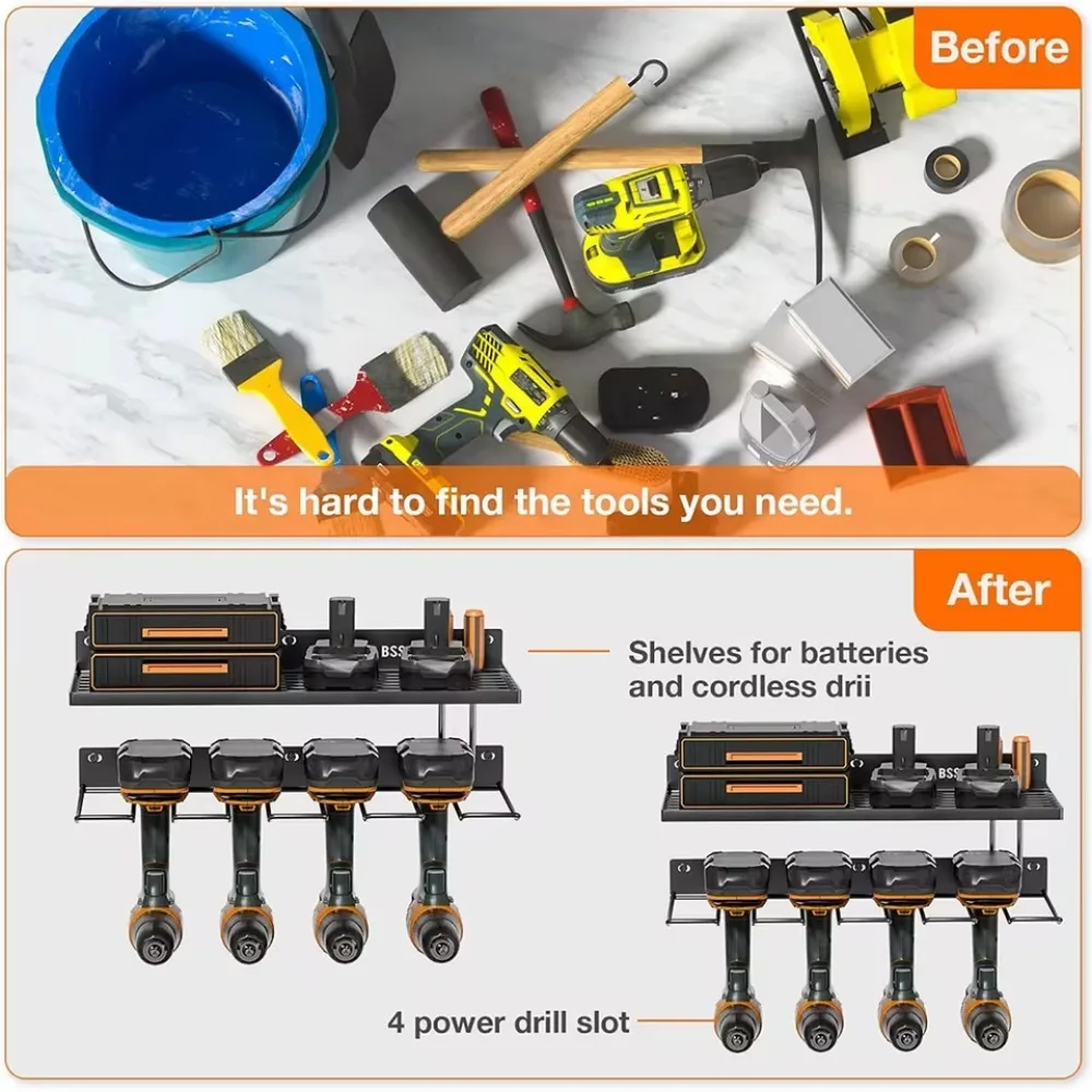 Power Tool Rack Electric Drill Screwdriver Tool Storage Shelf Wall Mounted Tools Organizer Simply Garage Charger Storage Holder
