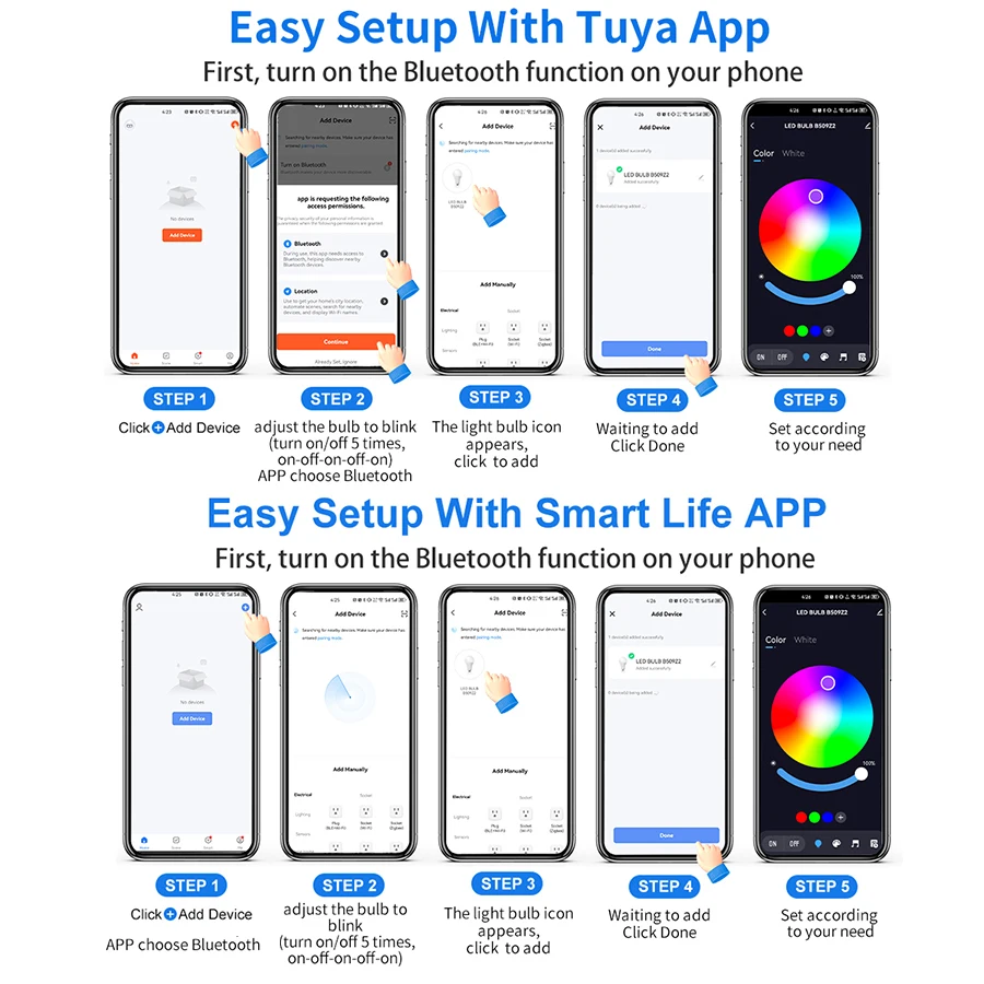 Tuya Smart LED Bulb E27 APP Control Dimmable Light Bluetooth RGB Lamp 220V Bedroom Decoration Party Lighting Smart Life smart led bulb