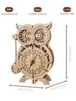 3D Wooden Puzzle Owl Clock Model Kits To Build Wooden Construction Handmade Craft Unique Christmas Gift 2
