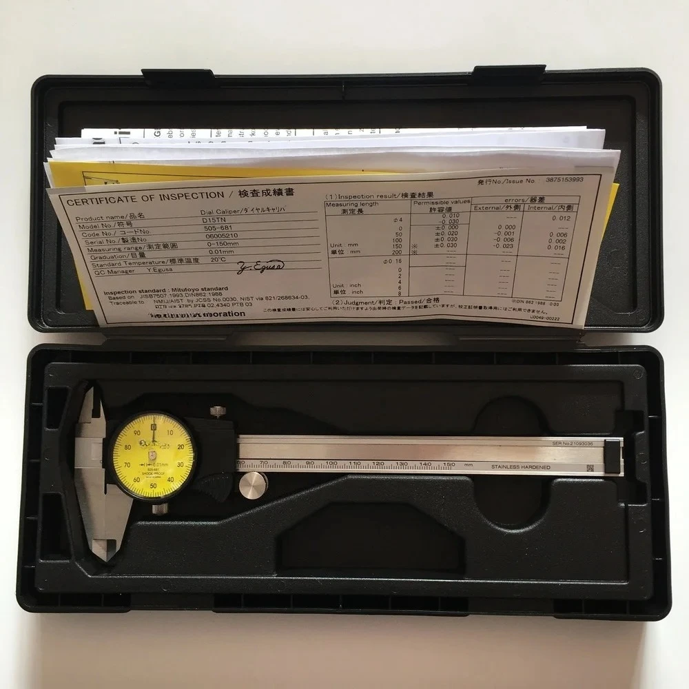 새로운 다이얼 캘리퍼스 505-681 0-150mm 0.01mm 충격 방지 스테인레스 스틸 다이얼 버니어 캘리퍼스 산업용 정밀 측정 도구