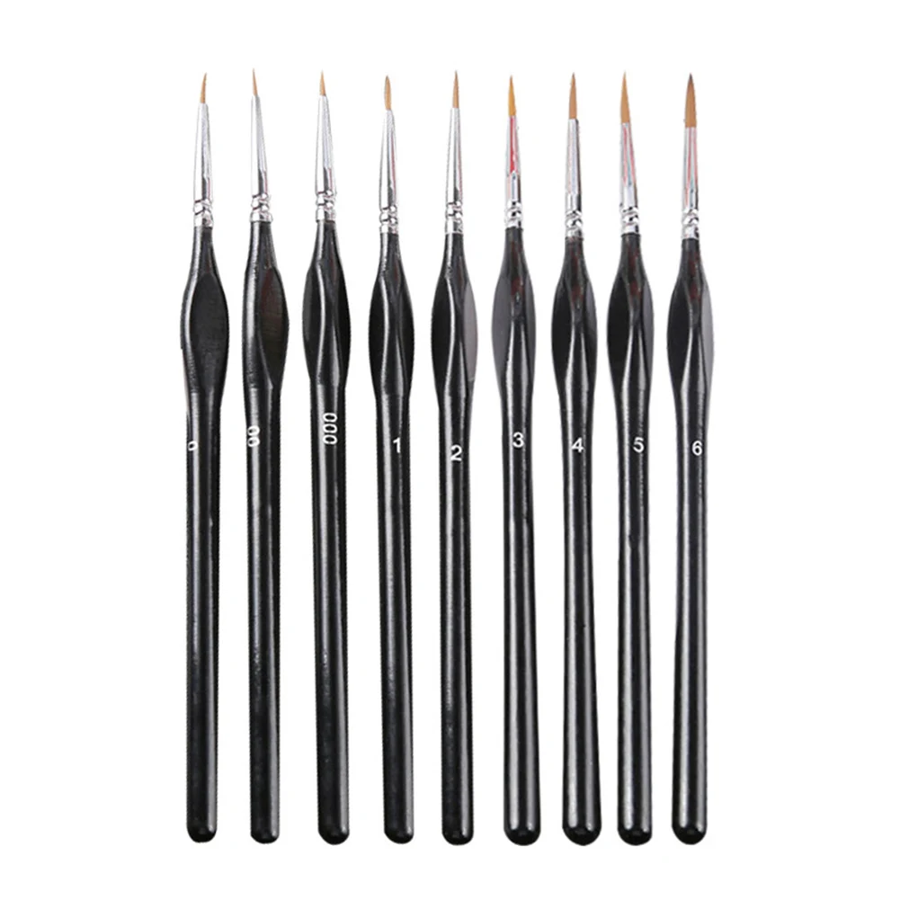 9pcs Watercolor Hook Line Pen Soft Outline Painting Miniature Detail Paint Brush Set For Gouache Oil Acrylic Painting 6pcs paint brushes artist hook line brush pen for gouache watercolor paint oil painting for beginners