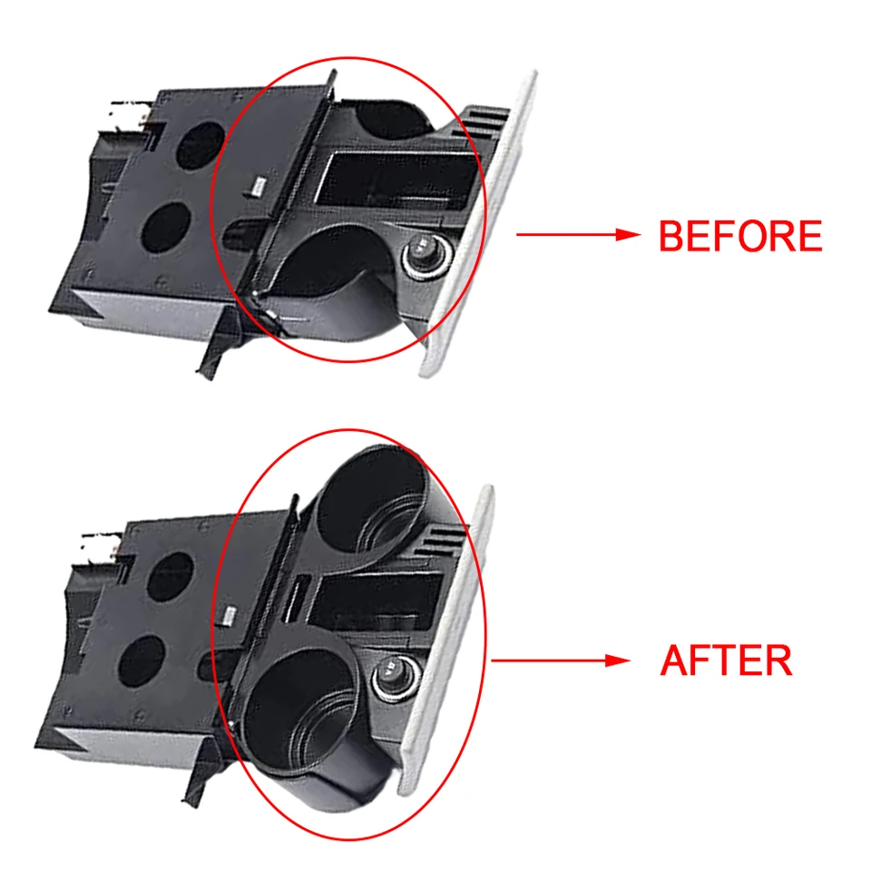 Portabicchieri Doppio Nero Per Console Centrale – Compatibile Con VW T5 E Multivan (2009-2015), In ABS E Metallo, Sostituzione OEM 7H285860130T