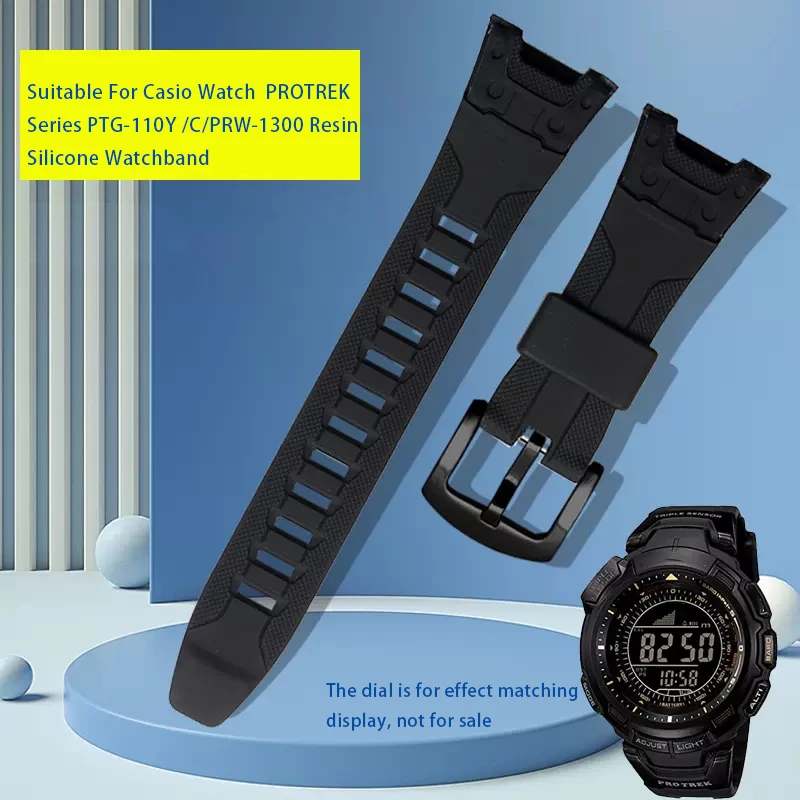 Cinturino In Gomma Siliconica Per Casio Protrek Series Prg-110Y/Prw-1300Y Prg-130Y/Prw-1500Y Cinturino Nero Bracciale Sportivo Impermeabile