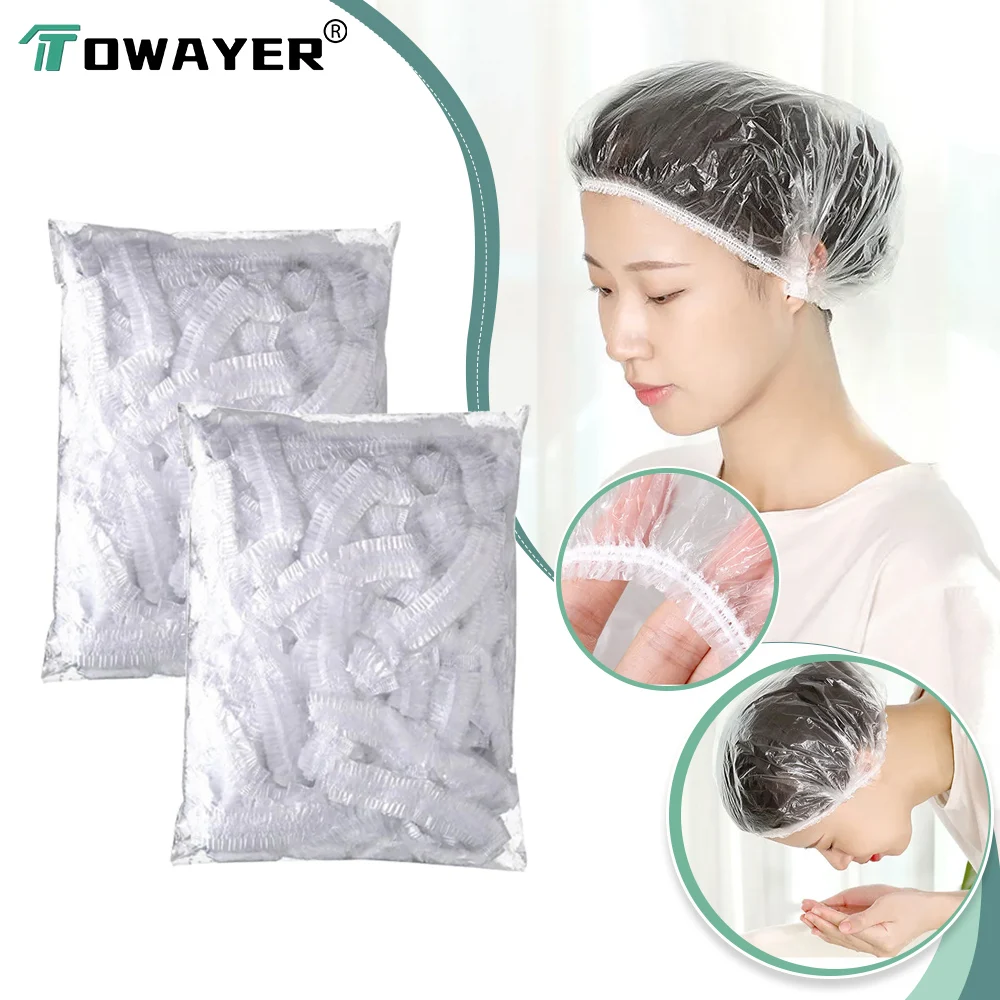 Disposable Shower Cap Elastic Mesh Shape Waterproof Non woven Bath Hat Multi functional Clear Beauty Hair