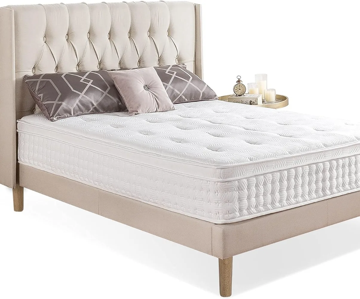 

12 Inch Euro Top Pocket Spring Hybrid Mattress, Pressure Relief, Pocket Innersprings for Motion Isolation, Bed-in-a-Box