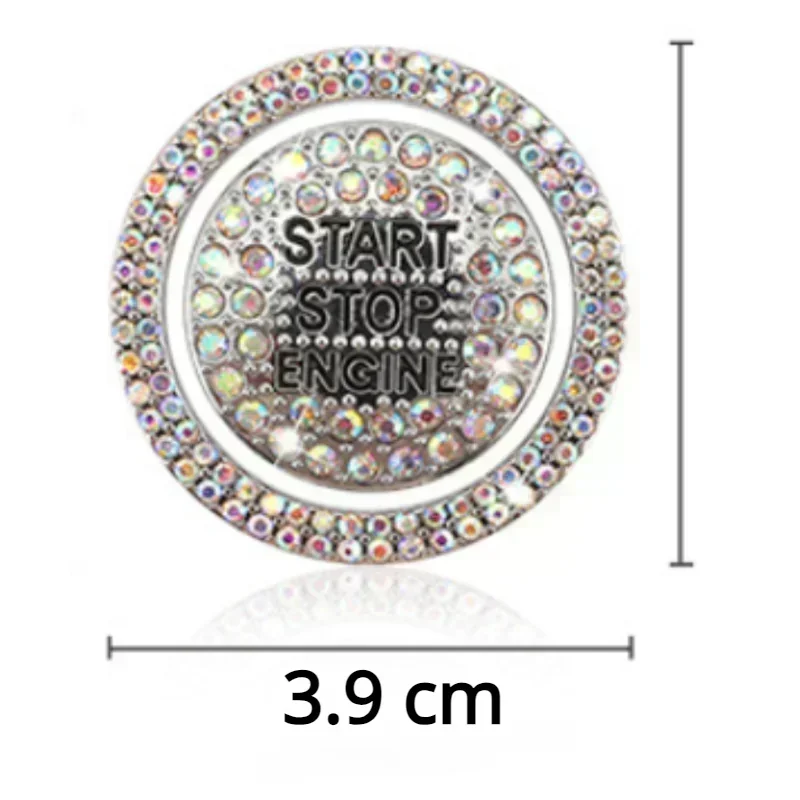 Car One-start Button Diamond Decoration Stickers Interior Ignition Starter Switch 3D Ring Rhinestone Bling BlingSticker