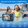4K Underwater Camera 11FT Waterproof Camera with 64GB Card 48MP Autofocus Dual-Screen Selfie Underwater Camera for Snorkeling 2