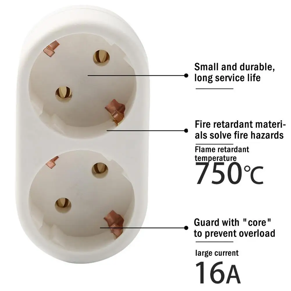 Conversion Plug Plug Conversion Socket Power Socket Adapter Universal Socket Adapter Power Plug Adapter EU Conversion Plug 1 To 2 Way Socket Adapter European Standard Plug Conversion 250V Power Socket Travel Adapter