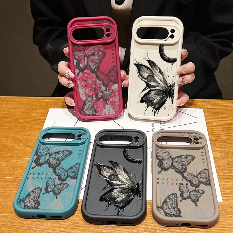 Elegant Black Butterfly Pattern Shockproof TPU Phone Case