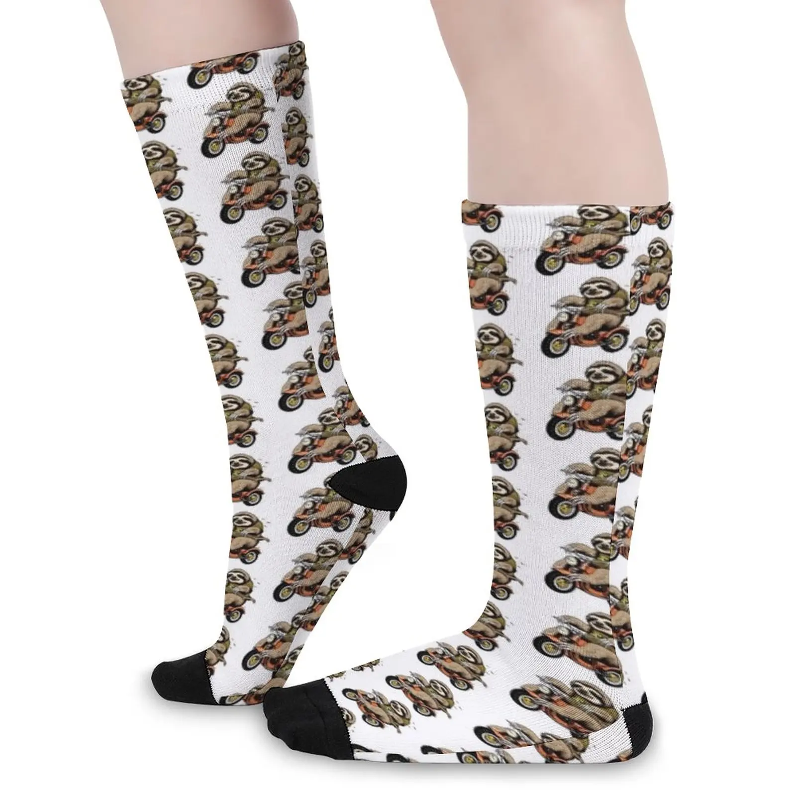 A Retro Sloth Riding a Motorcycle Socks men socks cotton Hiking boots Socks men cotton