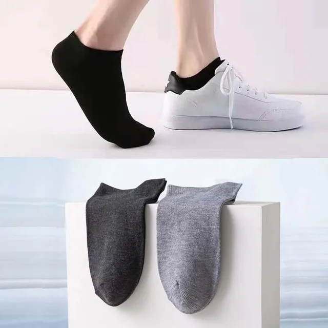 Calcetines deportivos transpirables para hombre y mujer, medias tobilleras cómodas de algodón, Color sólido, blanco y negro, 5 pares - Image 5