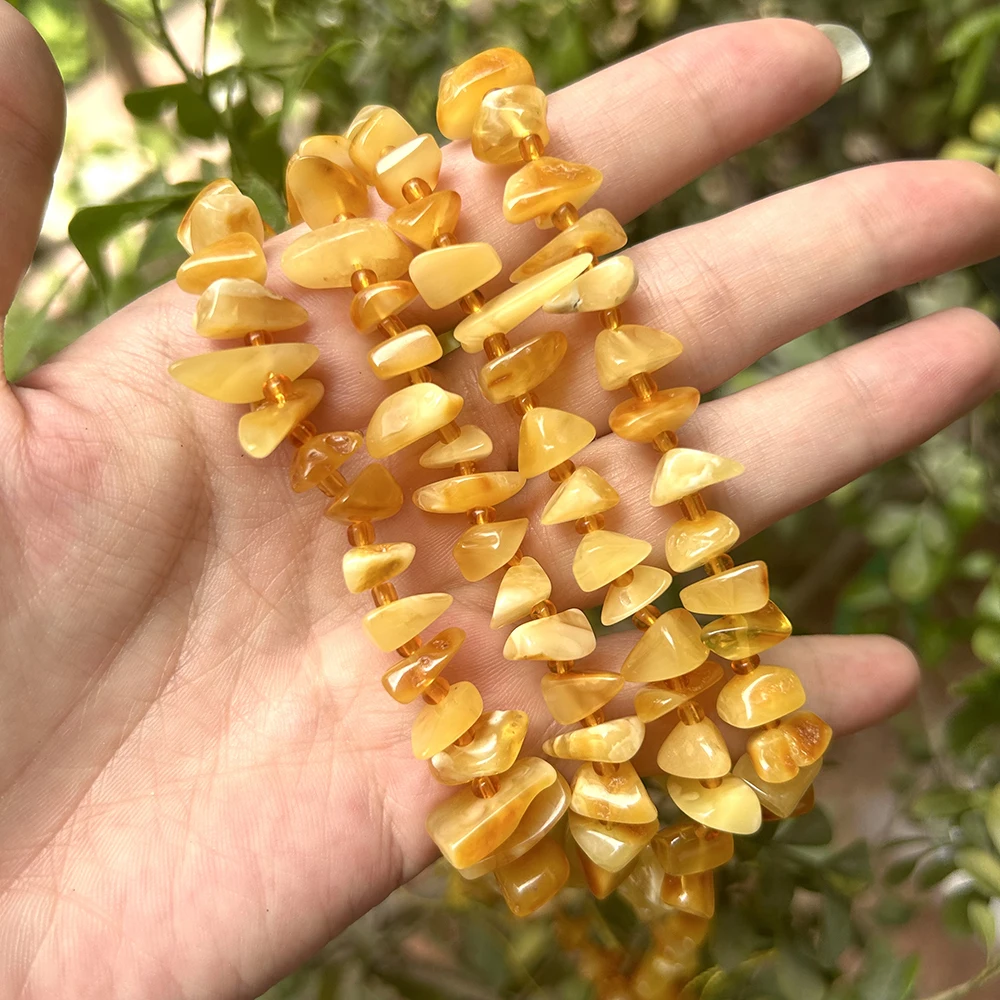 Natrural Genuine Amber Irregular Chip / Square / Round Beads Rought Size DIY Bracelet/Necklace For Jewelry Making 39cm 4