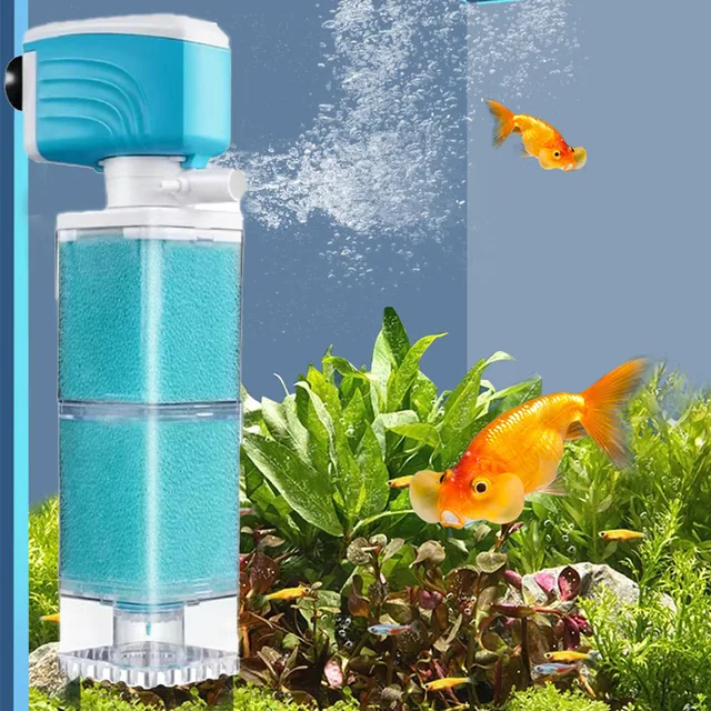 ระบบกรองตู้ปลาอัตโนมัติ 4W/220V ถังปลากรองในตัวออกซิเจนการไหลเวียนของน้ำป้องกันการไหลย้อนกลับปั๊มน้ำ-ปลั๊ก US 1