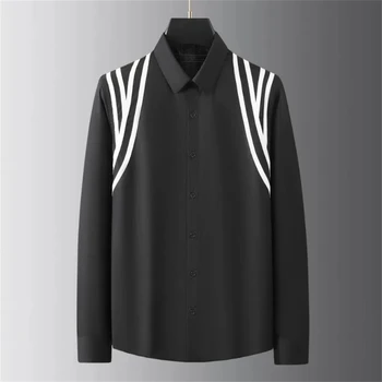 Luxury basic shirt men's long-sleeved casual shirt solid color fashionable Korean street high-end plus size men's clothing 6XL