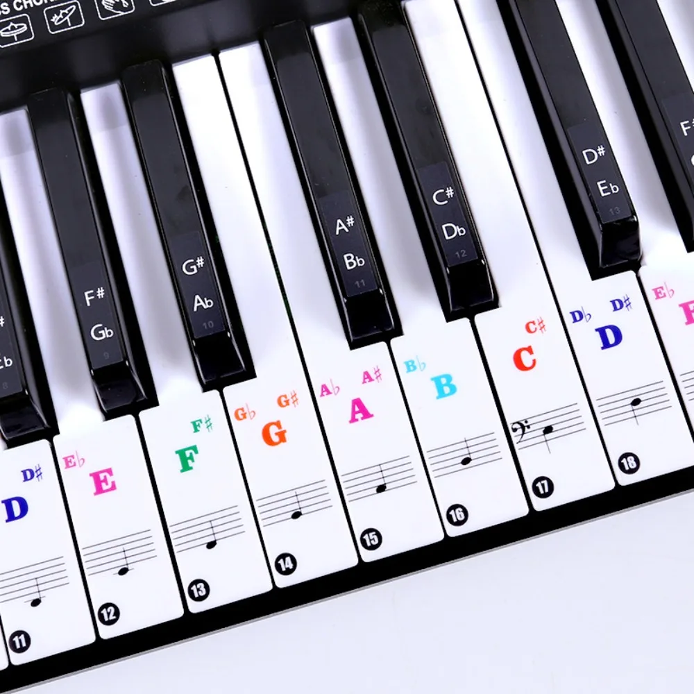 Transparent Piano Keyboard Stickers 49/54/61/88 Key Detachable Music Decal Notes Electronic Piano Spectrum Sticker Symbol Piano Stickers