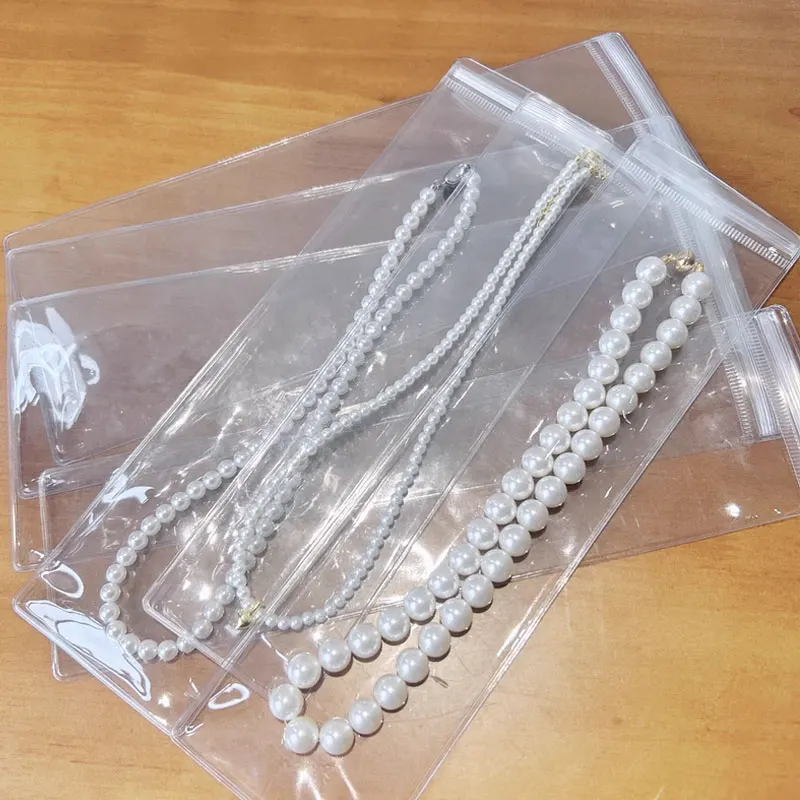Transparent PVC Jewelry Pouches - Zip Storage Bags for Anti-Oxidation Necklace Display