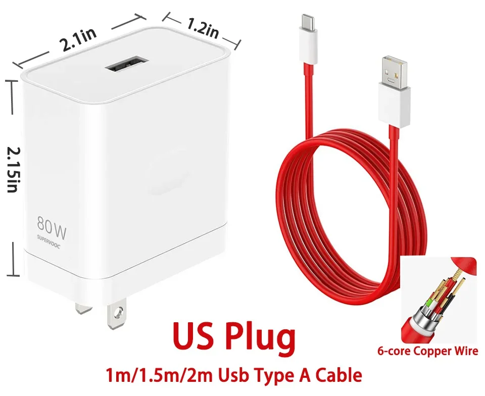 OPPO SuperVOOC 100W/80W Fast Charger - EU/US Adapter
