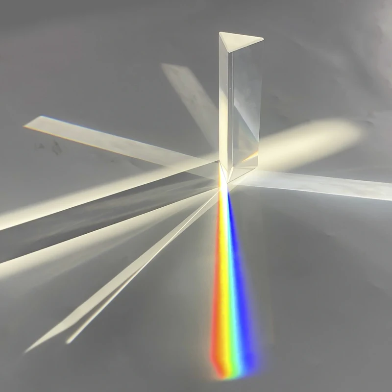 Optical Prisms 25x25x80mm Triangular Prism BK7 Optical Prisms Glass Physics Teaching Refracted Light Spectrum Rainbow Children Students Present
