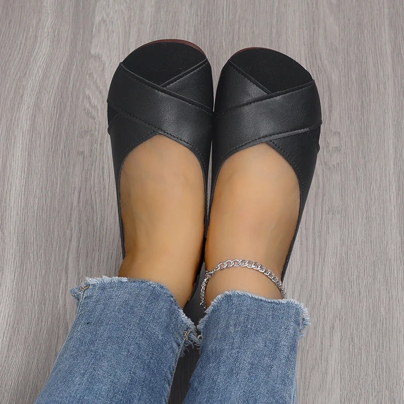 Women's Flats Shoes Loafers Casual Barefoot Moccasin Woman Slip-on Comfortable Spring Elegant Low Heels