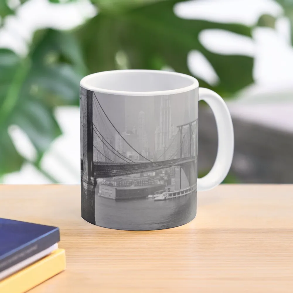

1940's Brooklyn Bridge Black and White Daytime Photograph Coffee Mug Cups Free Shipping Kawaii Cups Mug