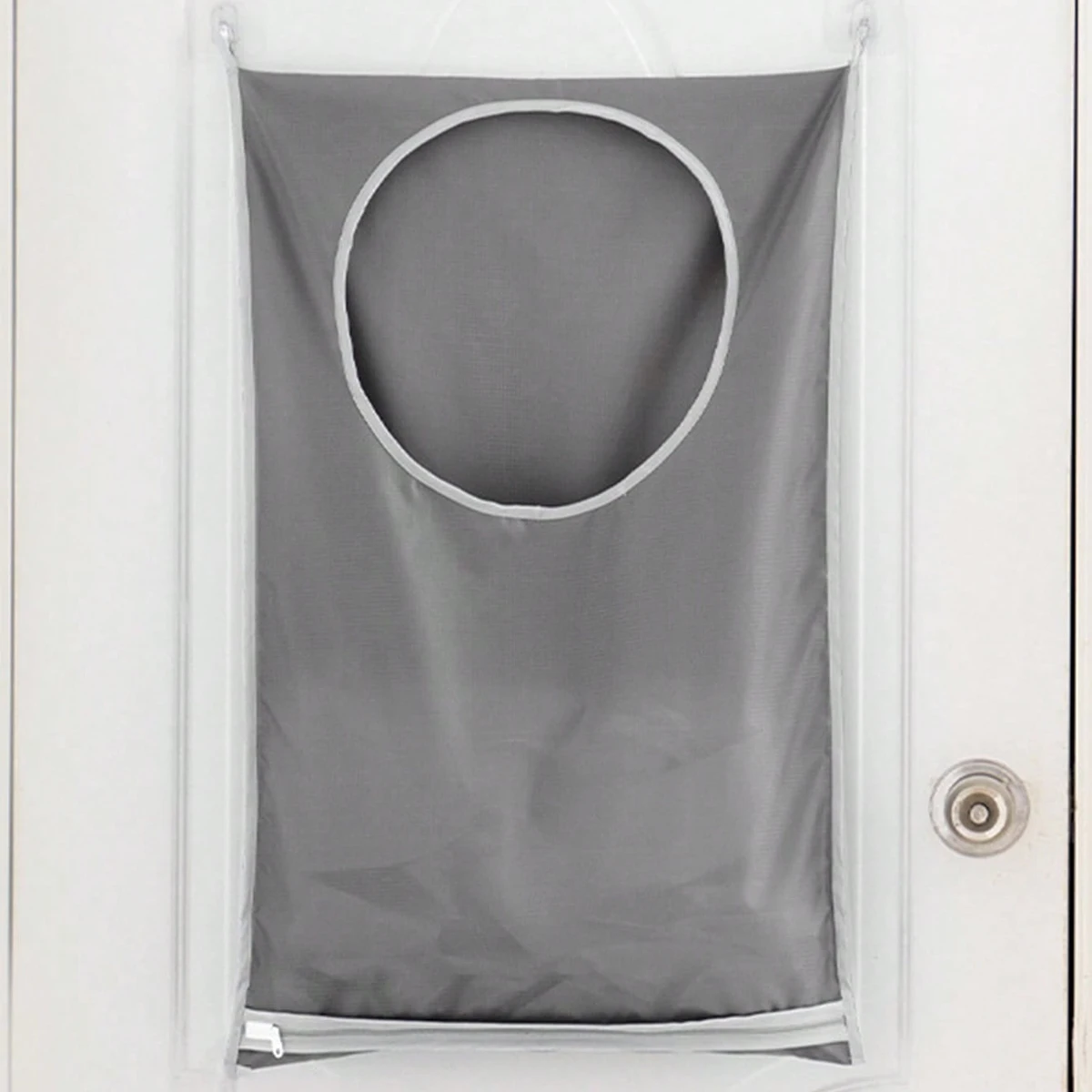 1pc wall mounted laundry storage bag, easy to access circular opening, bathroom wall mounted household clothing storage box 2