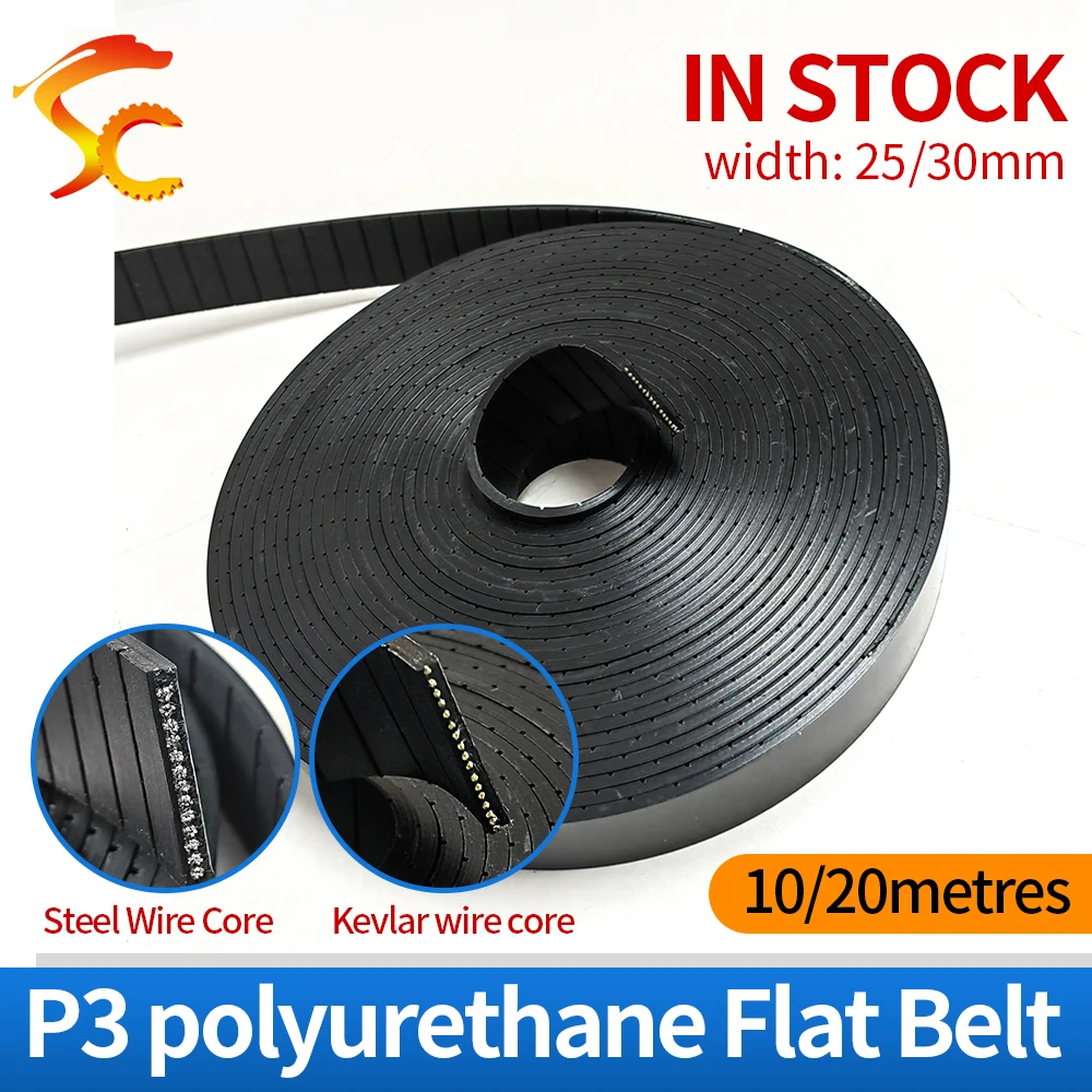 Cinto de Poliuretano com Material Kevlar P325 mm Black Flat Belt Fitness Equipment mm Largura 25 mm Espessura