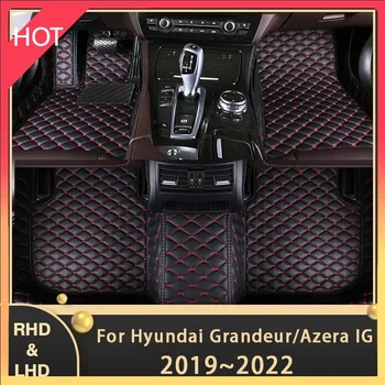 Car Floor Mats For Hyundai Grandeur Azera IG 2019~2022 Custom Auto Foot Pads Leather Carpet Interior Accessories 2020 2021