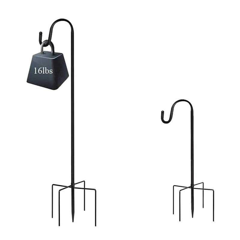 Garden Outdoor Single Hook Base Multifunction Solar Light Lanterns Adjustable Shepherds Hook Metal Hanger