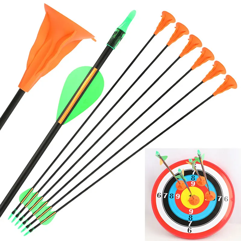 6/12pcs Archery Sucker Arrow ID 6mm For Children's Archery Practice Fiberglass Shaft Kid Sucker Cup Arrowshead Shooting Game