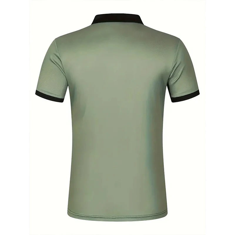 (100% Polyester) New Men Spell Color Golf Polo Shirt Men Short Sleeve Casual Lapel Polo Shirt Tops . 2