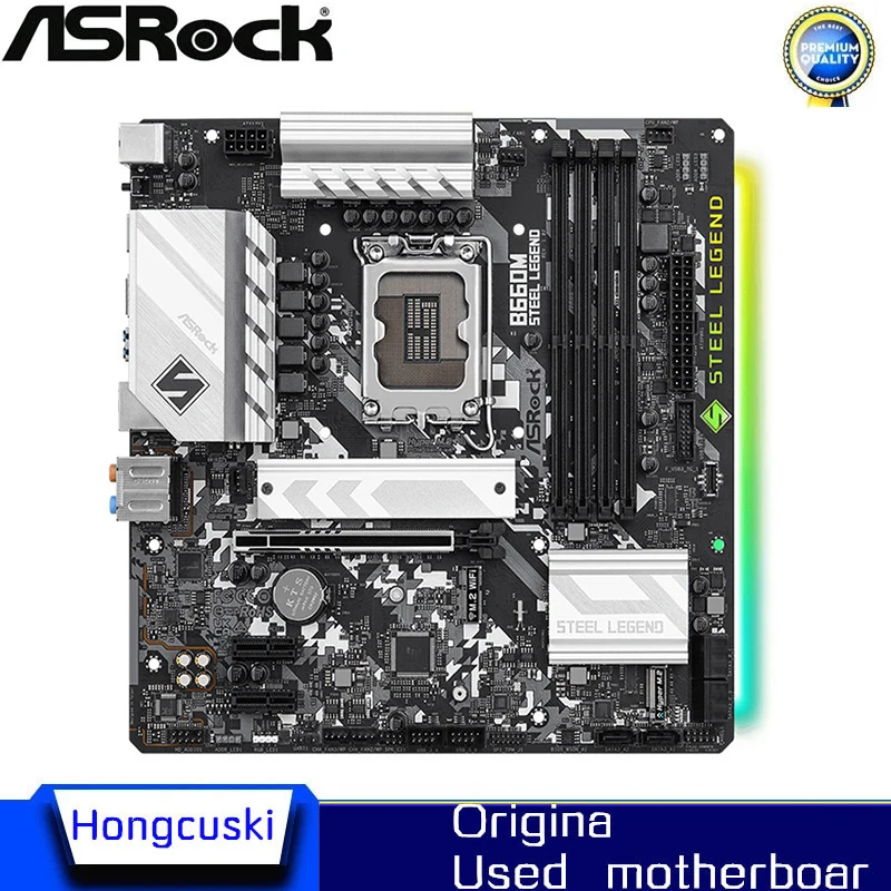 Б/у B660M для ASROCK B660M Steel Legend LGA 1700 DDR4 материнская плата B660 поддерживает процессор i5 10400f i3 12100f 12400f