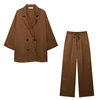 Willshela Women Fashion 2 Piece Set Solid Double Breasted Blazer & Vintage Elastic Waist Trousers Feamle Chic Lady Pants Sets 6