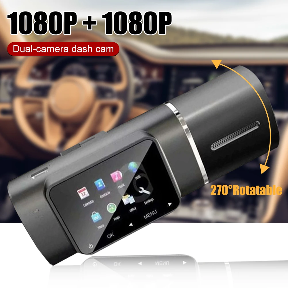 Dual 1080P Dash Cam Front And Inside HDR Night Vision Car Camera Driving Recorder 310° Wide Angle Loop Recording Parking Monitor yi smart dash camera