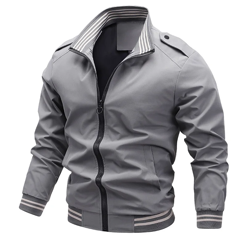 2023 Men Fashion Casual Spring Windproof Stand Collar Jackets Men Autumn  Outdoor Comfortable Lightweight Solid Color Jacket Men