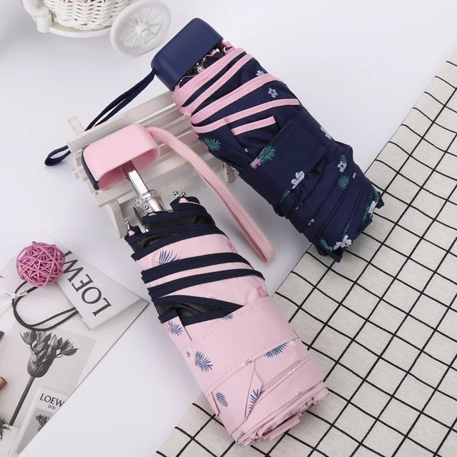 Mini Nők Zseb Kis Esernyő Anti Ultrikus Nap Eső Szélálló Fény Hajtható Hordozható Esernyők Fiú Lány Számára - Image 3