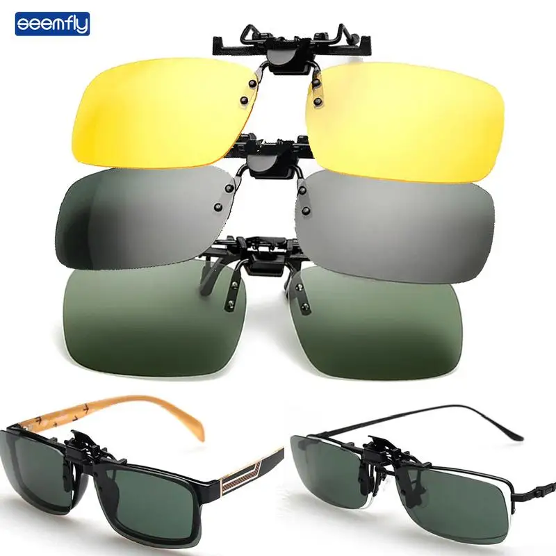 

Очки солнцезащитные Seemfly мужские фотохромные, поляризационные винтажные квадратные очки с клипсой ночного видения для вождения автомобиля