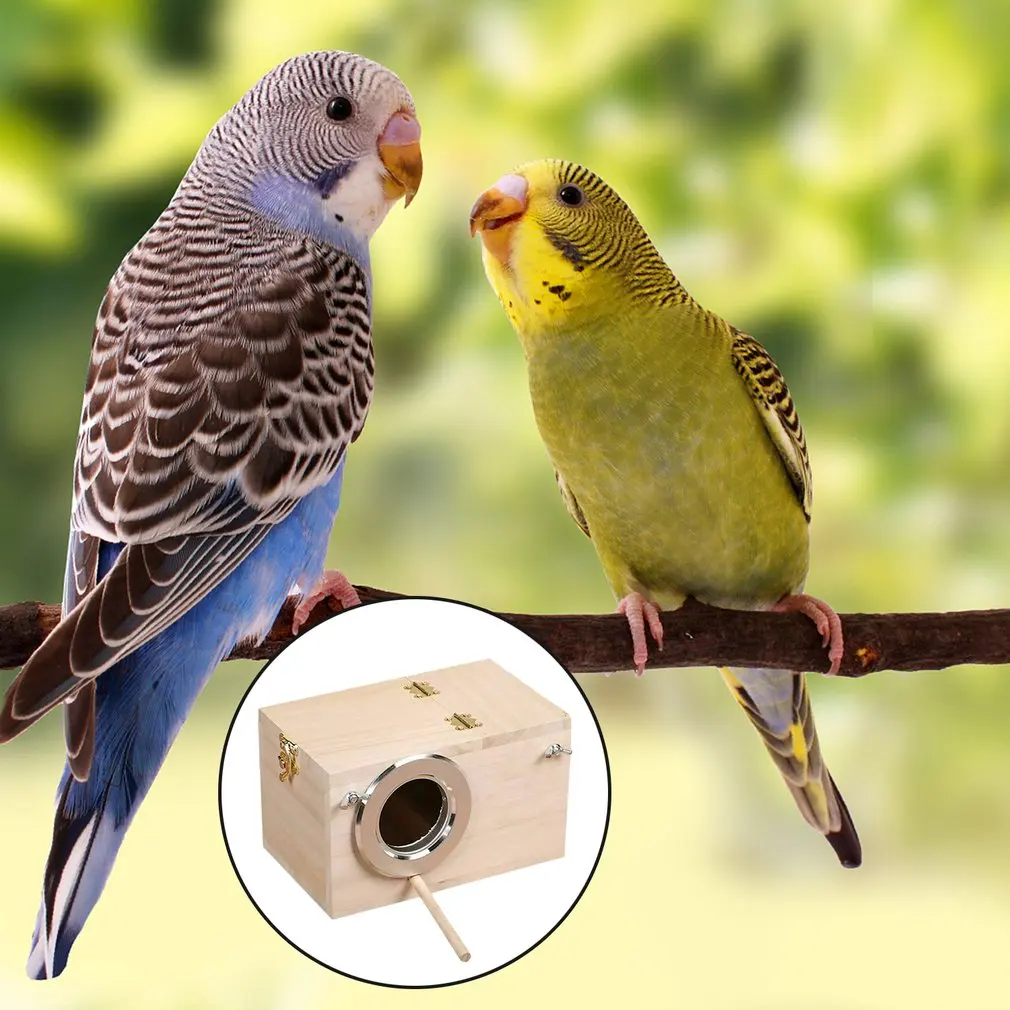 Pet Bird House Parakeet Nest Box Houses Budgie Wood Breeding Houses Lovebirds Parrotlets Mating