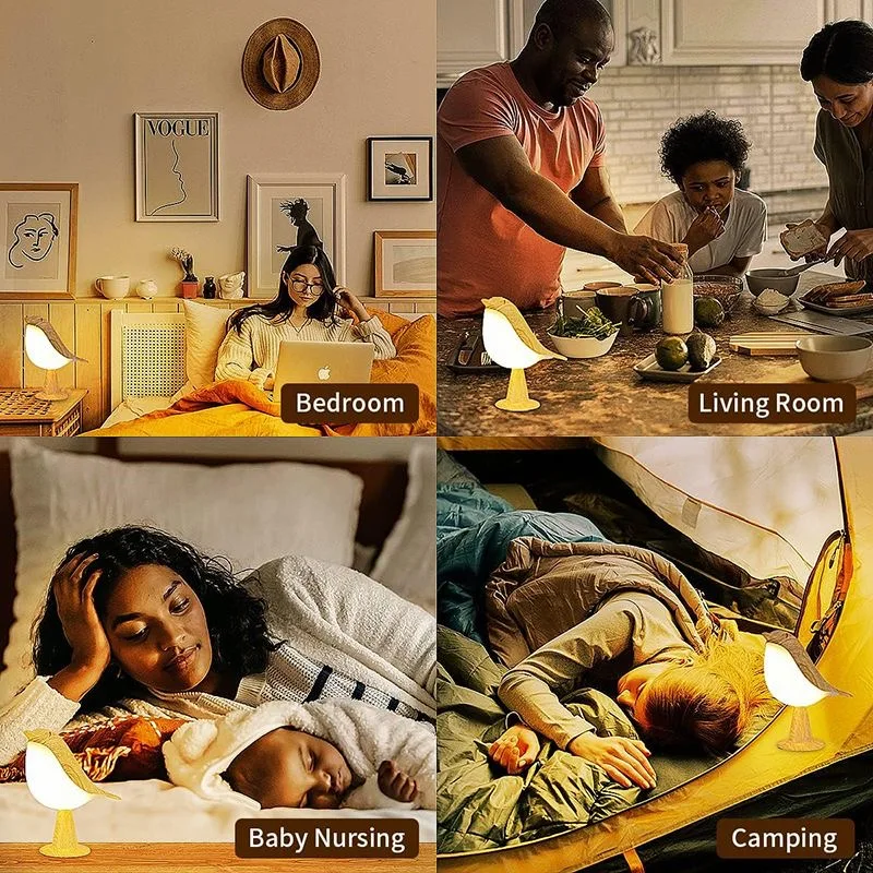 Small Bird Table Lamp Cordless Night lamp Battery 3 Color Temperatures Dimmable Touch Bedside Lamps Rechargeable Outdoor Lights bird table lamp