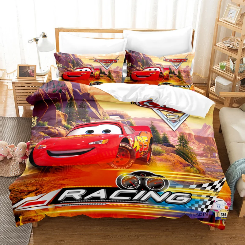 thumbnail image 1 of Disney Pixar Cars-Juego de ropa de cama, funda de edredón de dibujos animados de Anime, funda de almohada, decoración de cama, funda de edredón para dormitorio, traje de cama, regalo para niños, 1 of 5