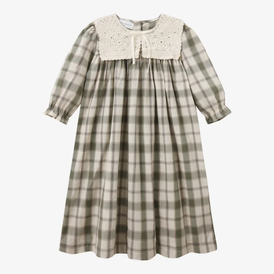 Summer Green Grid & Pink Floral Collection Family Matching 100% Cotton Clothing Set
