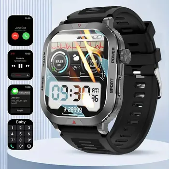2025 New Outdoor Military Rugged Smart Watch for Men, 2.01-inch HD Full-Screen Touchscreen Bluetooth Calling Smart Watch 1